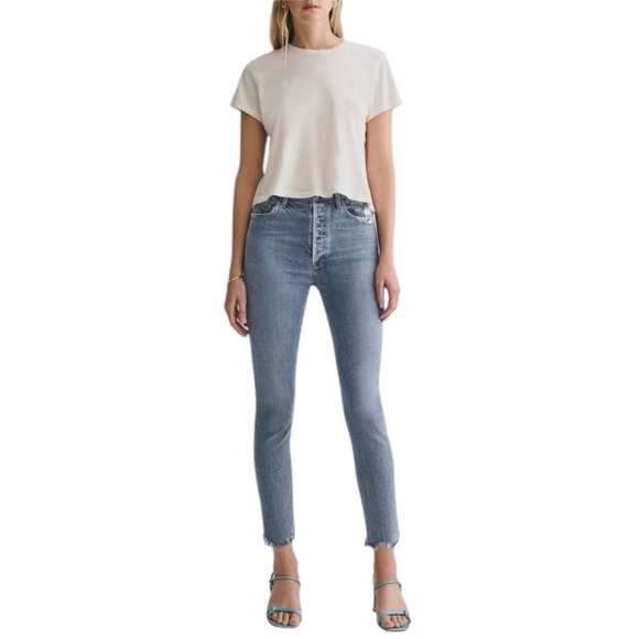 AGOLDE Denim Filter Free High Rise Light Wash Crop Skinny Jeans Size 25